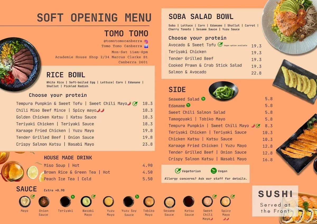 Menu, Tomo Tomo