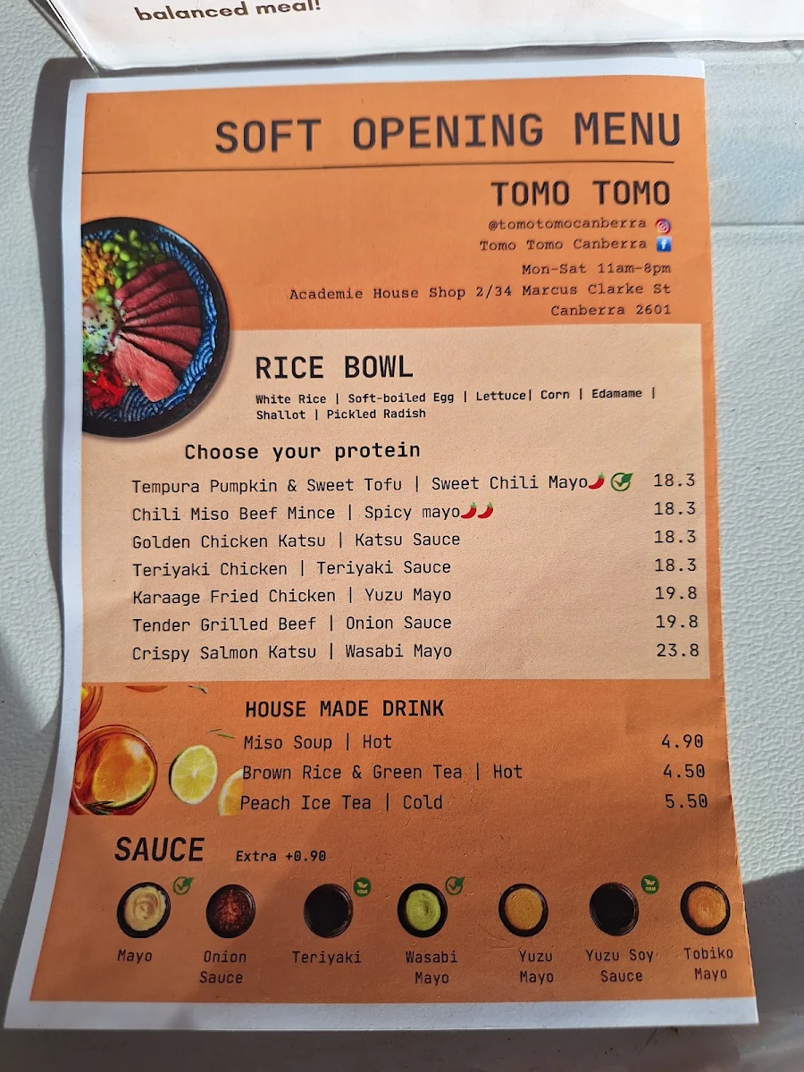 Menu, Tomo Tomo