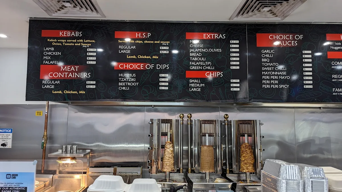 Menu, Kebab Club Tarneit