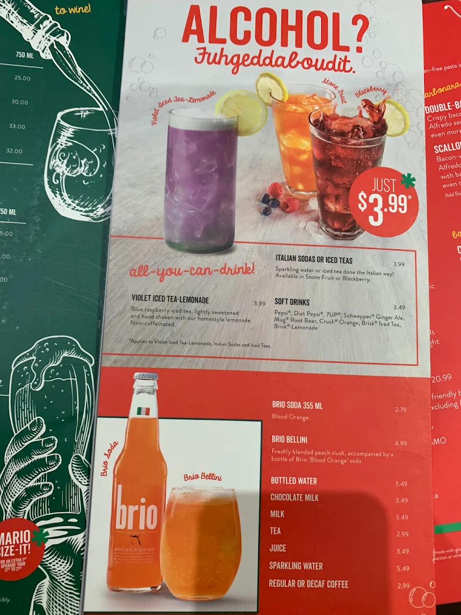 Menu, East Side Mario's