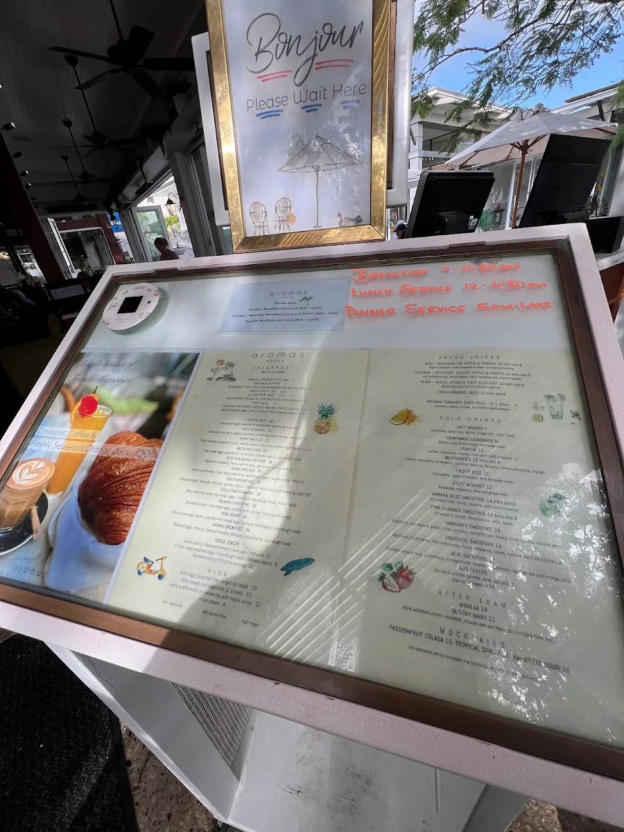 Menu, Aromas Restaurant & Bar Noosa
