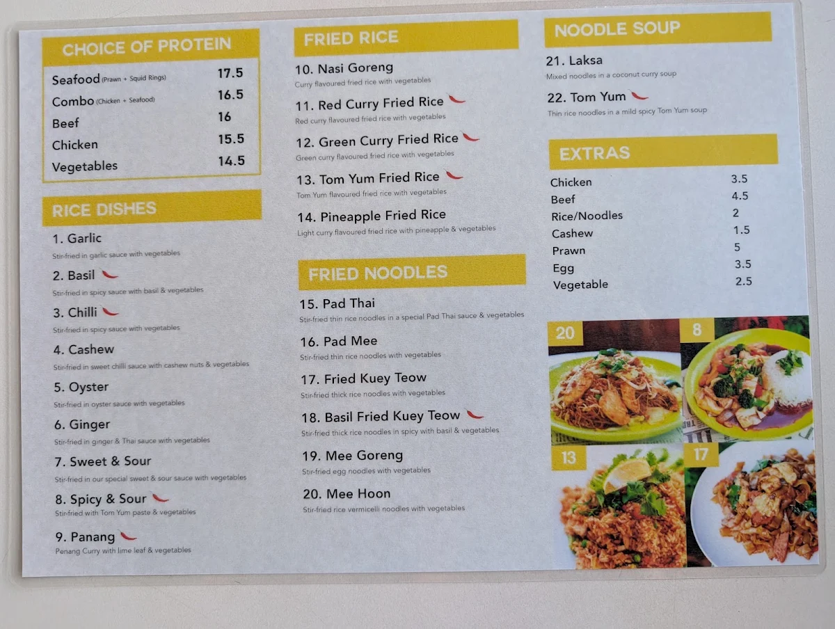 Menu, Tim's Thai