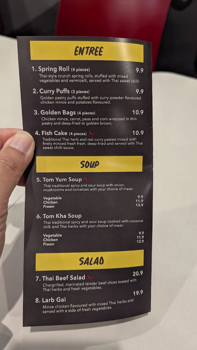 Menu, Tim's Thai