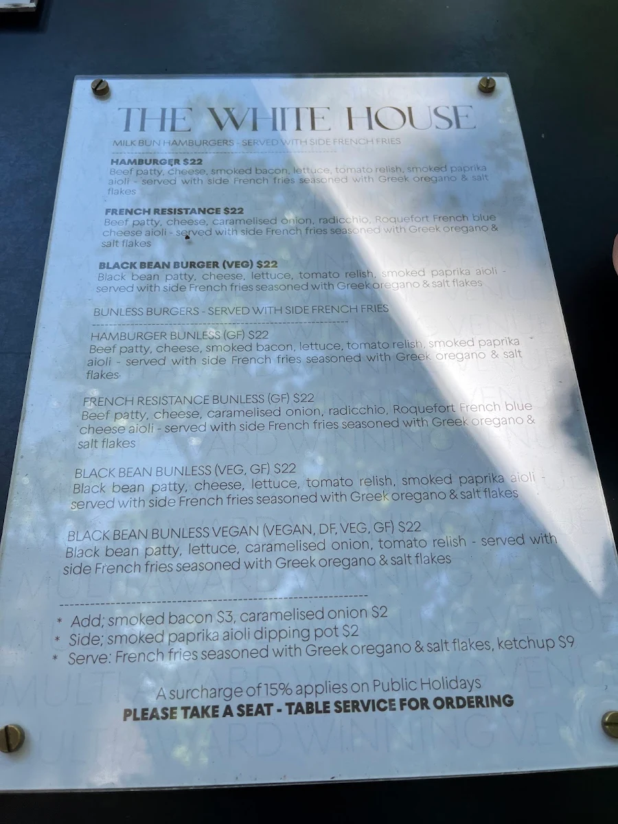 Menu, The White House