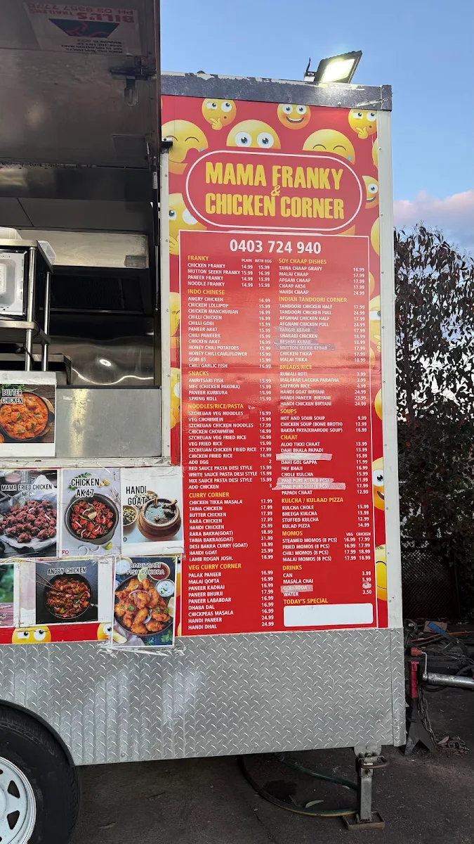Menu, MAMA FRANKY AND CHICKEN CORNER