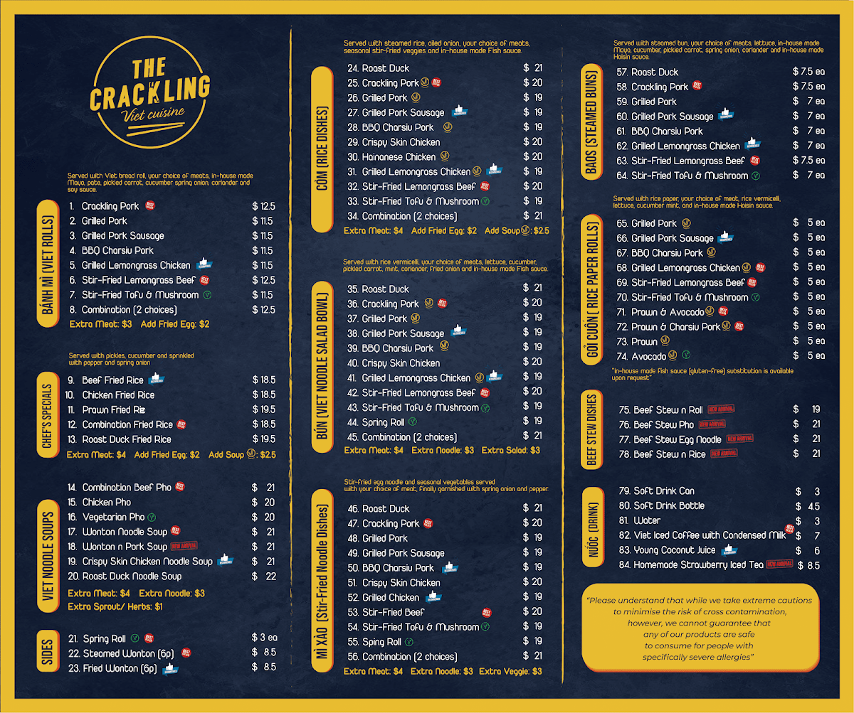 Menu, Crackling - Holland Park West