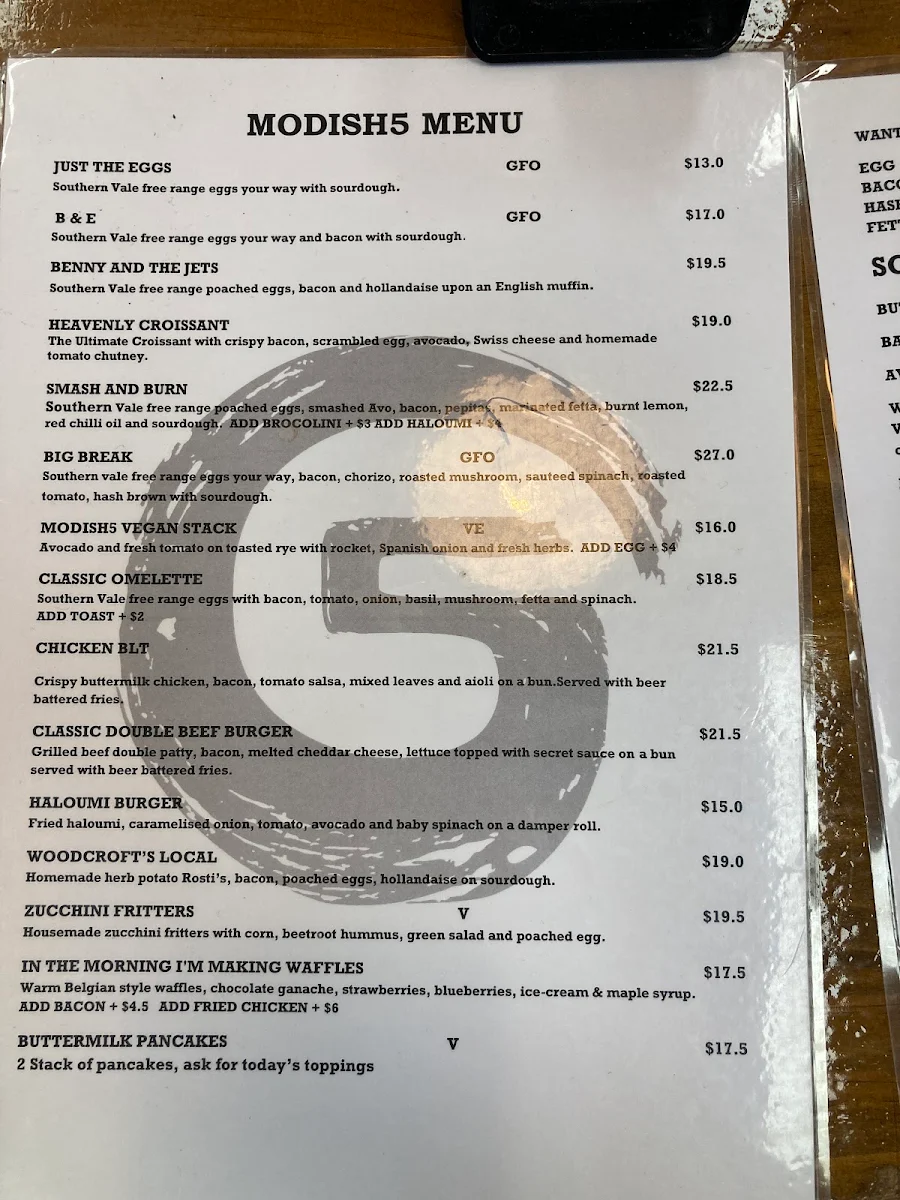 Menu, Modish