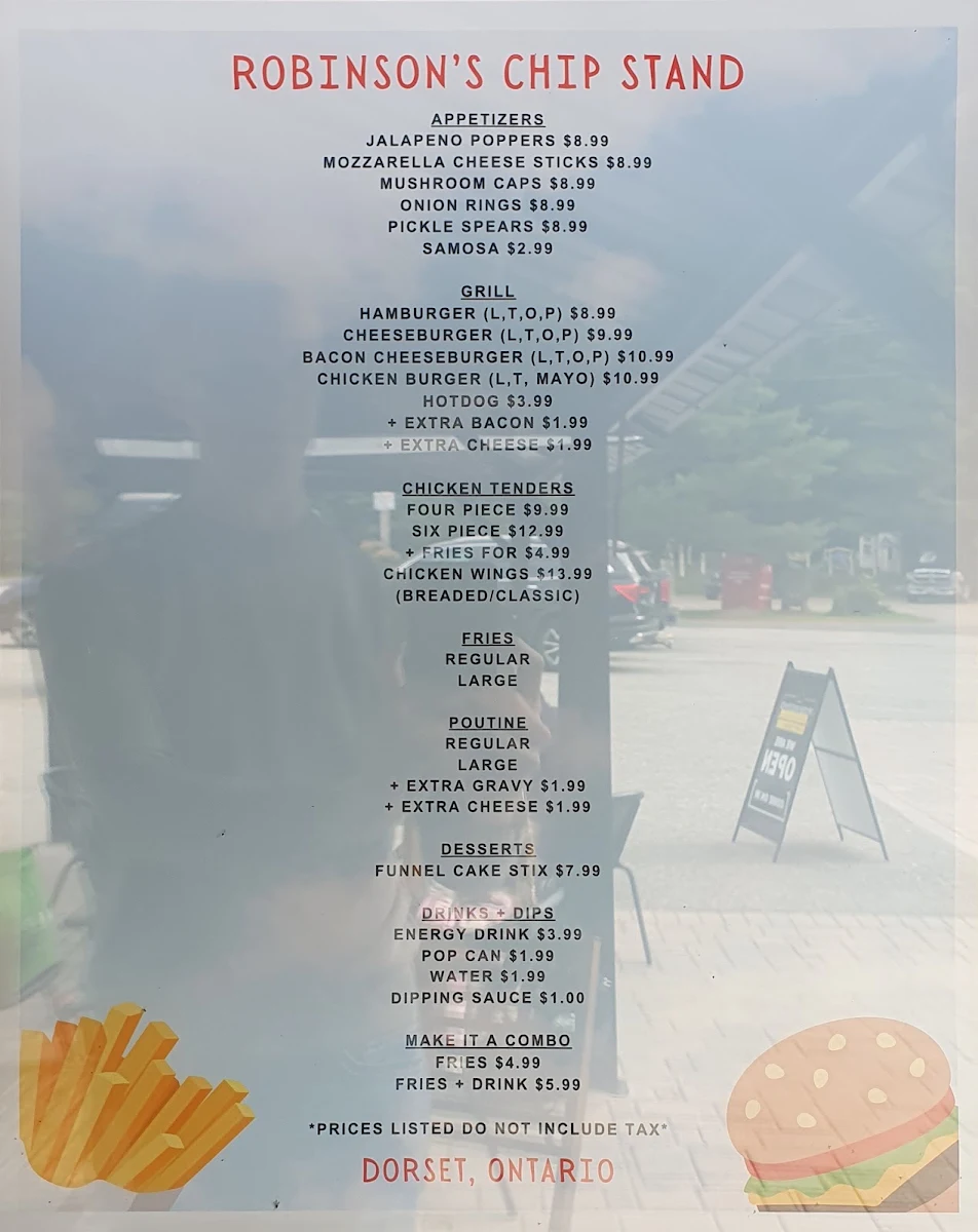 Menu, Robinson's Chip Stand
