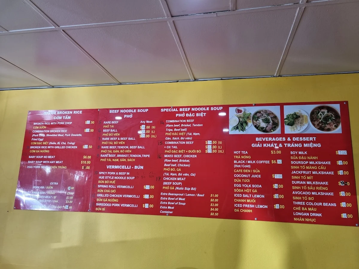 Menu, Pho Hong Tam