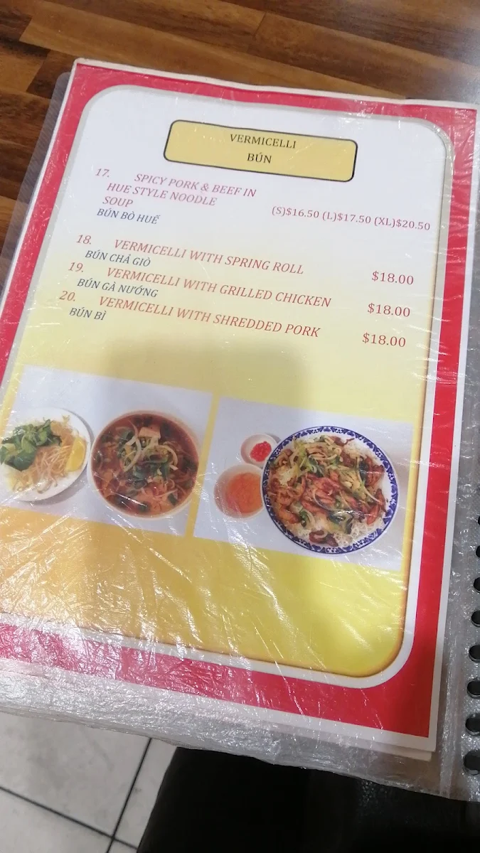 Menu, Pho Hong Tam