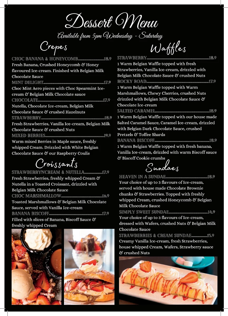 Menu, Desserts by Indulge