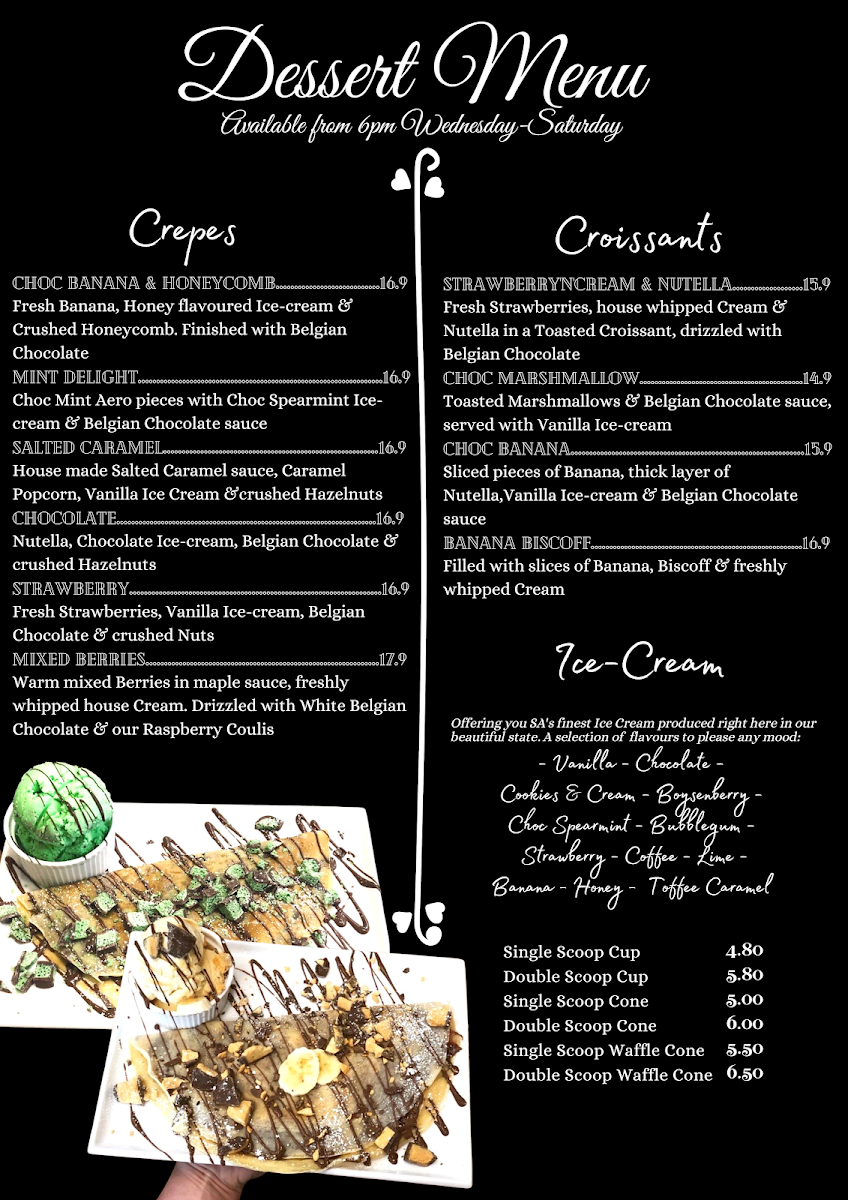 Menu, Desserts by Indulge