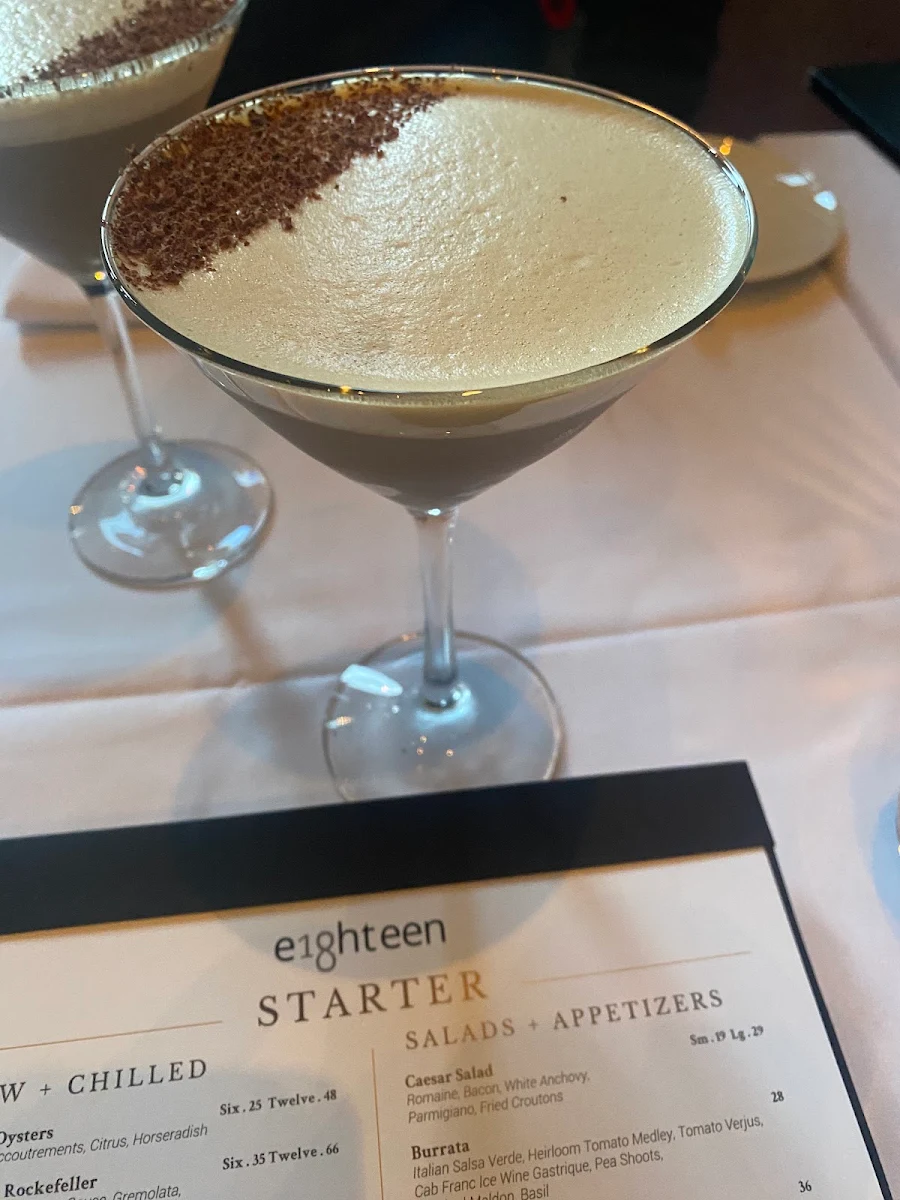 Menu, Restaurant e18hteen