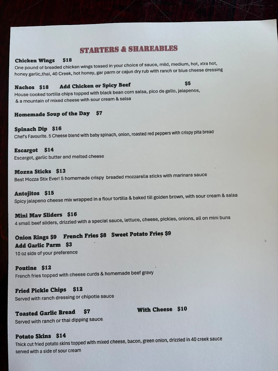 Menu, Mavericks