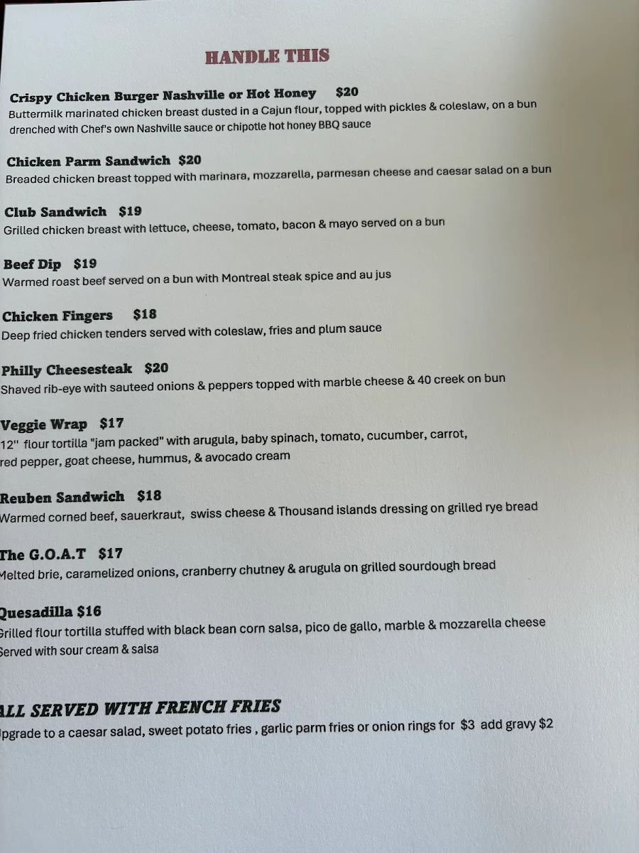 Menu, Mavericks