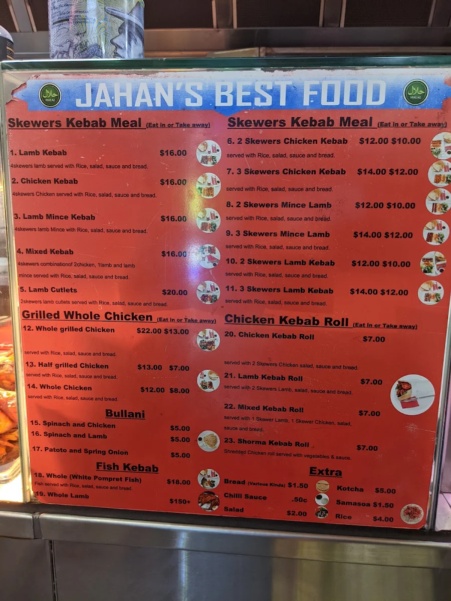 Menu, Jahan’s Kebab