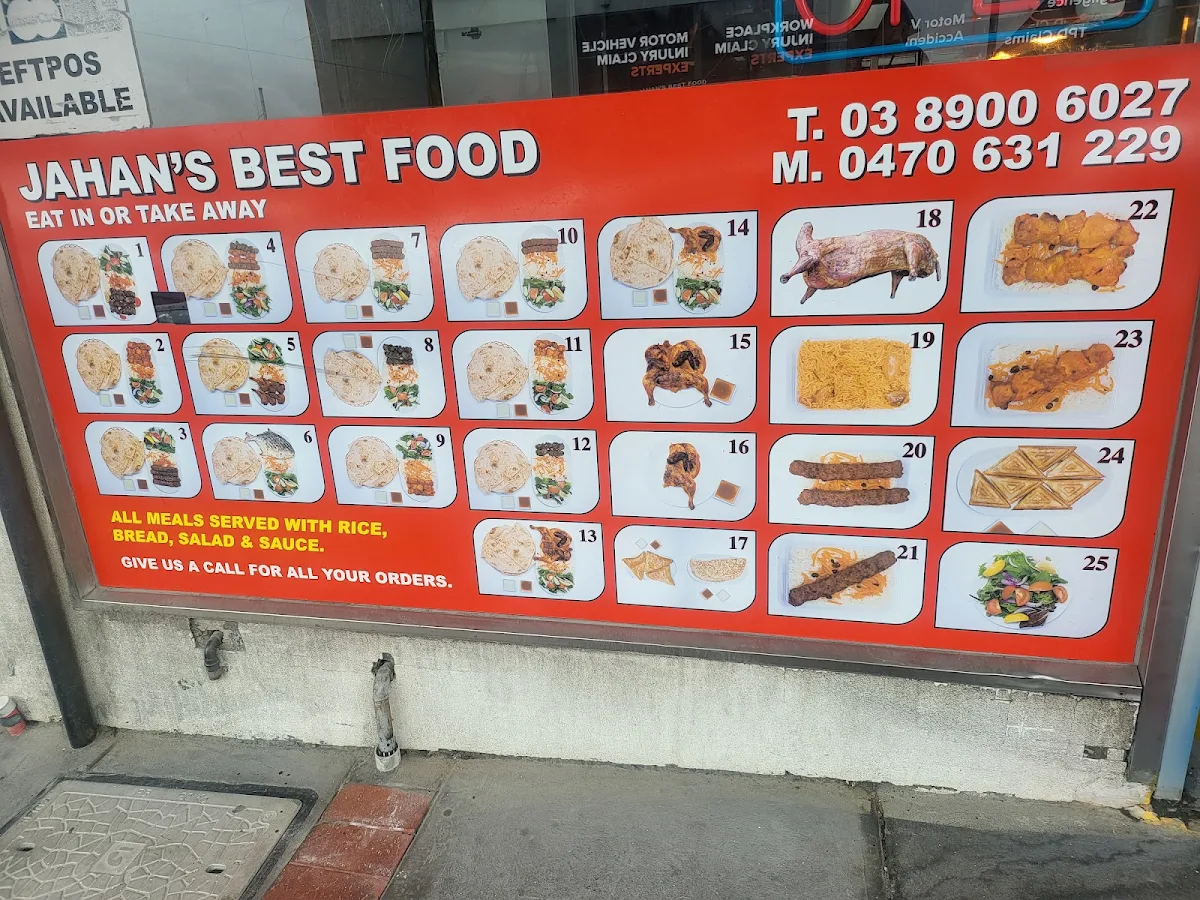 Menu, Jahan’s Kebab