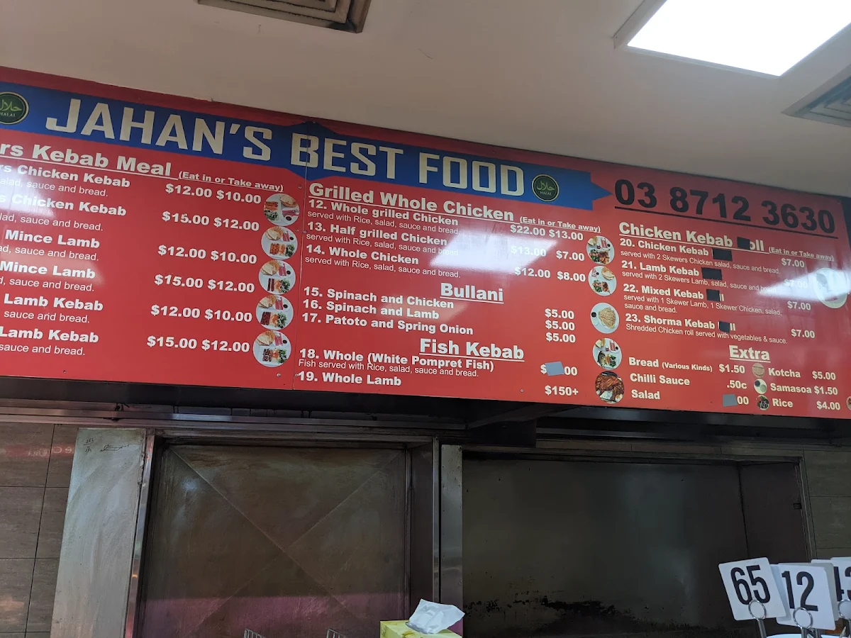 Menu, Jahan’s Kebab