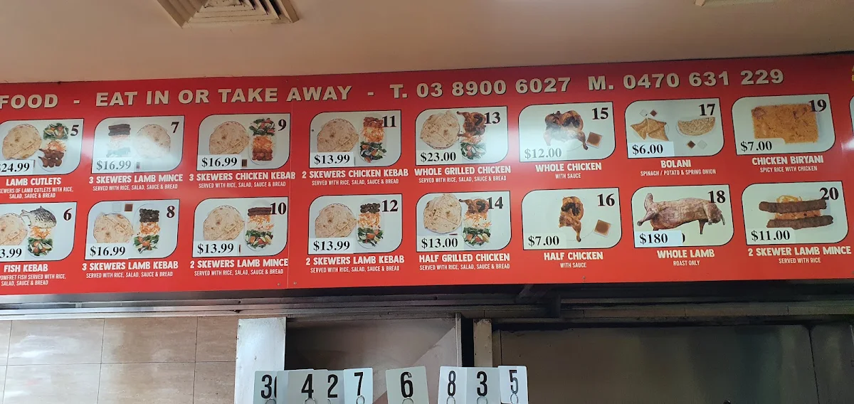 Menu, Jahan’s Kebab