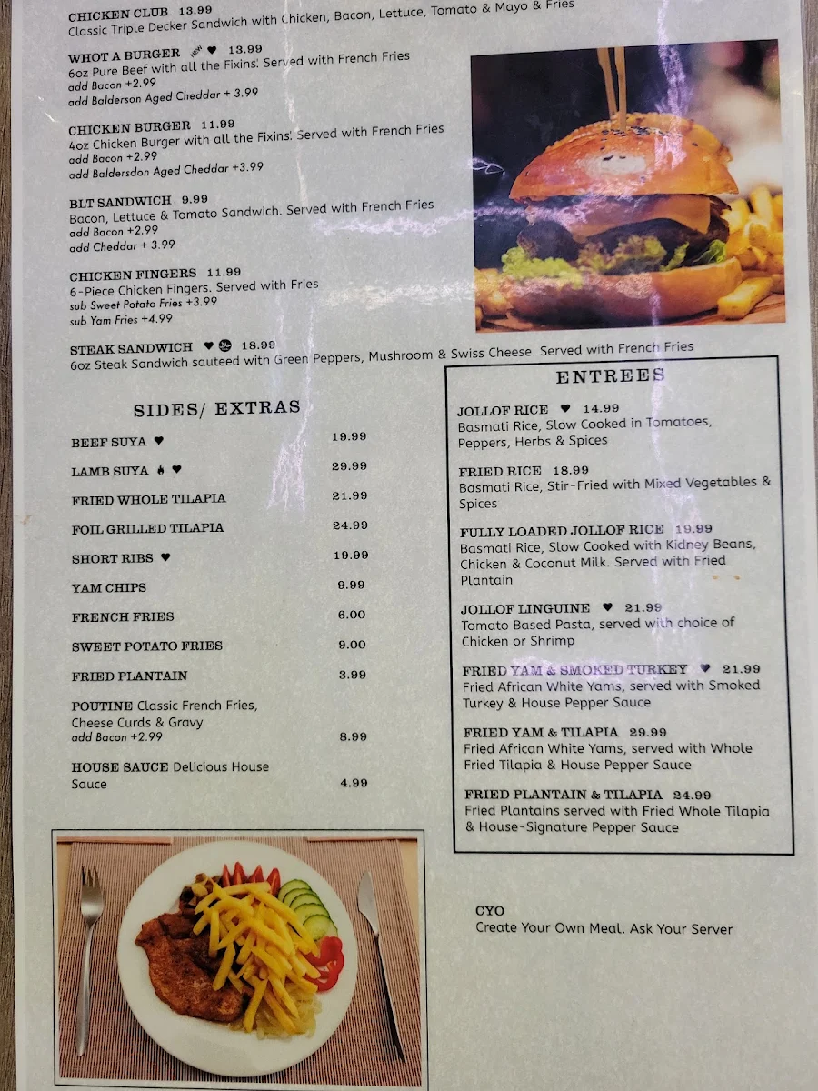 Menu, Whot Restaurant & Lounge