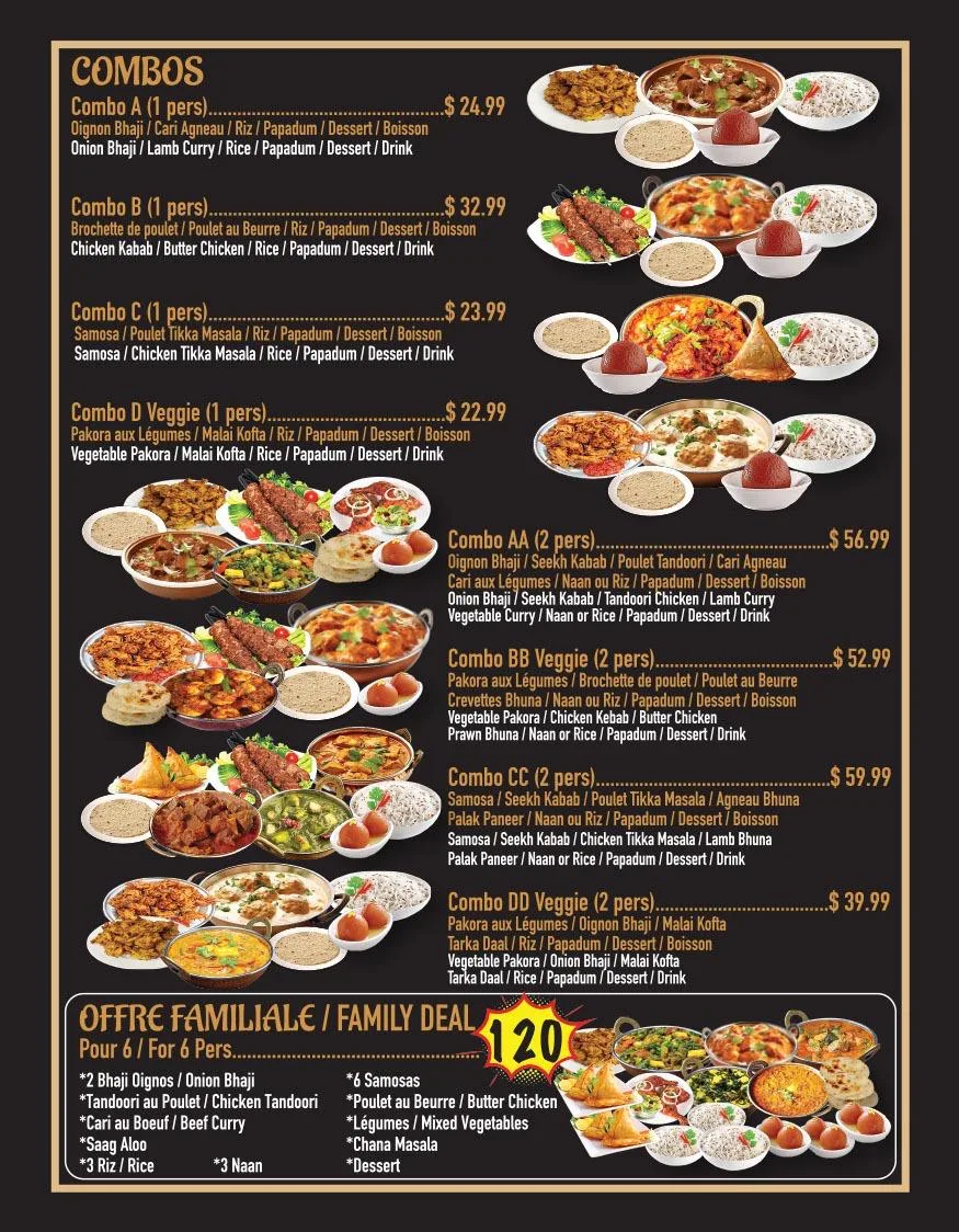 Menu, Thind villa restaurant