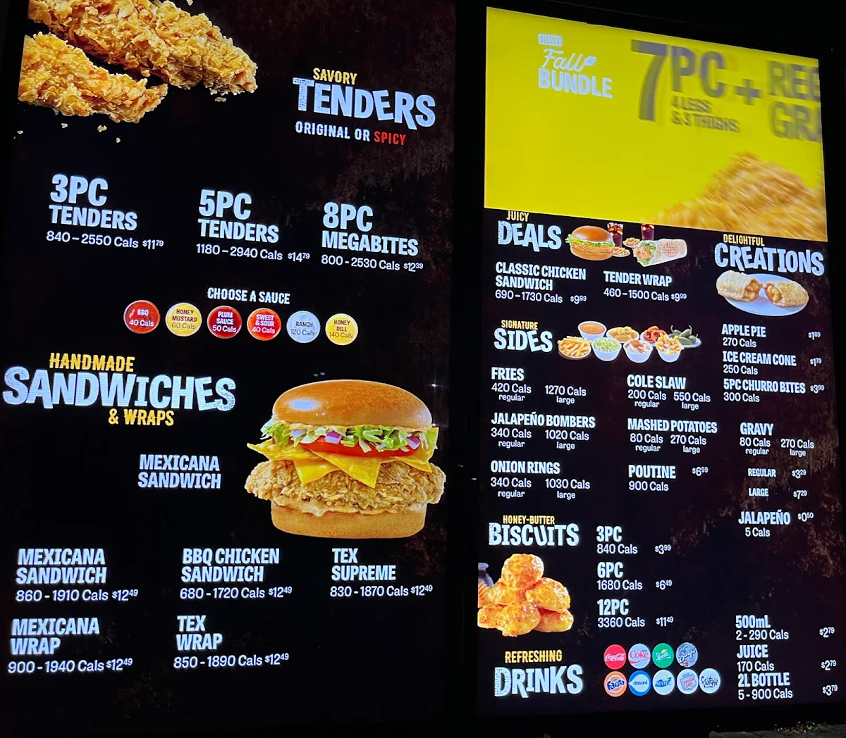 Menu, Church's Texas Chicken