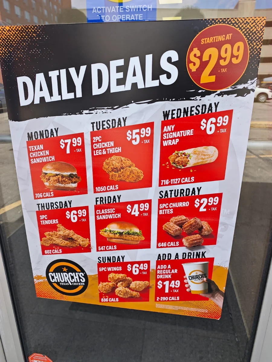 Menu, Church's Texas Chicken