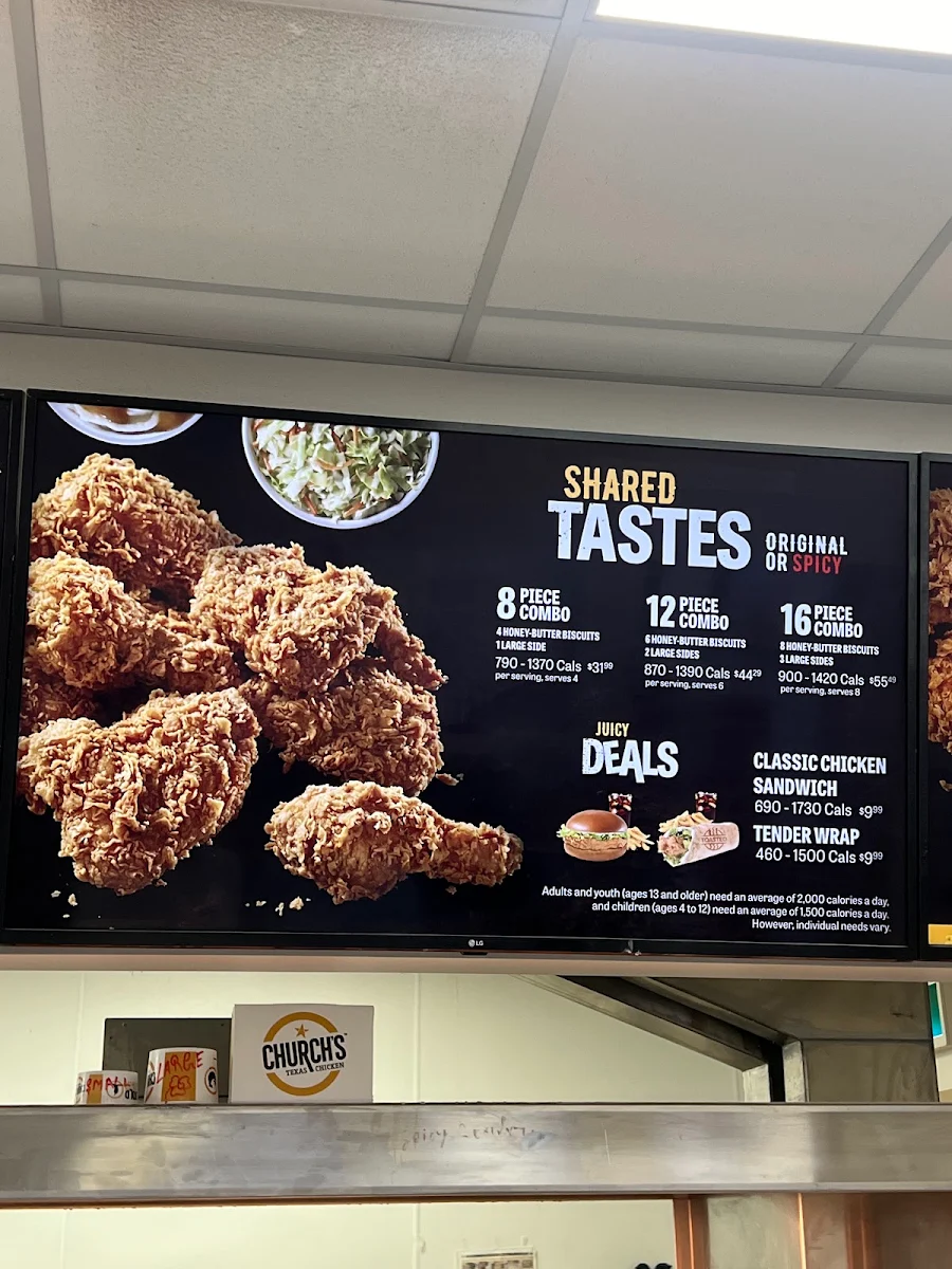 Menu, Church's Texas Chicken
