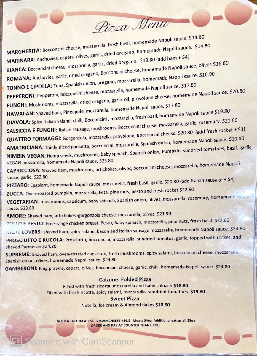 Menu, Armonica Cafe And Wood Fired Pizza