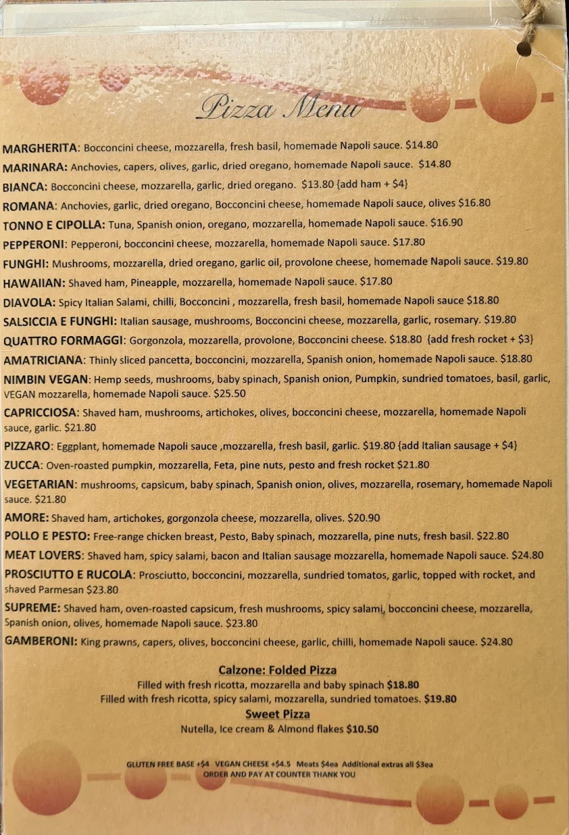 Menu, Armonica Cafe And Wood Fired Pizza