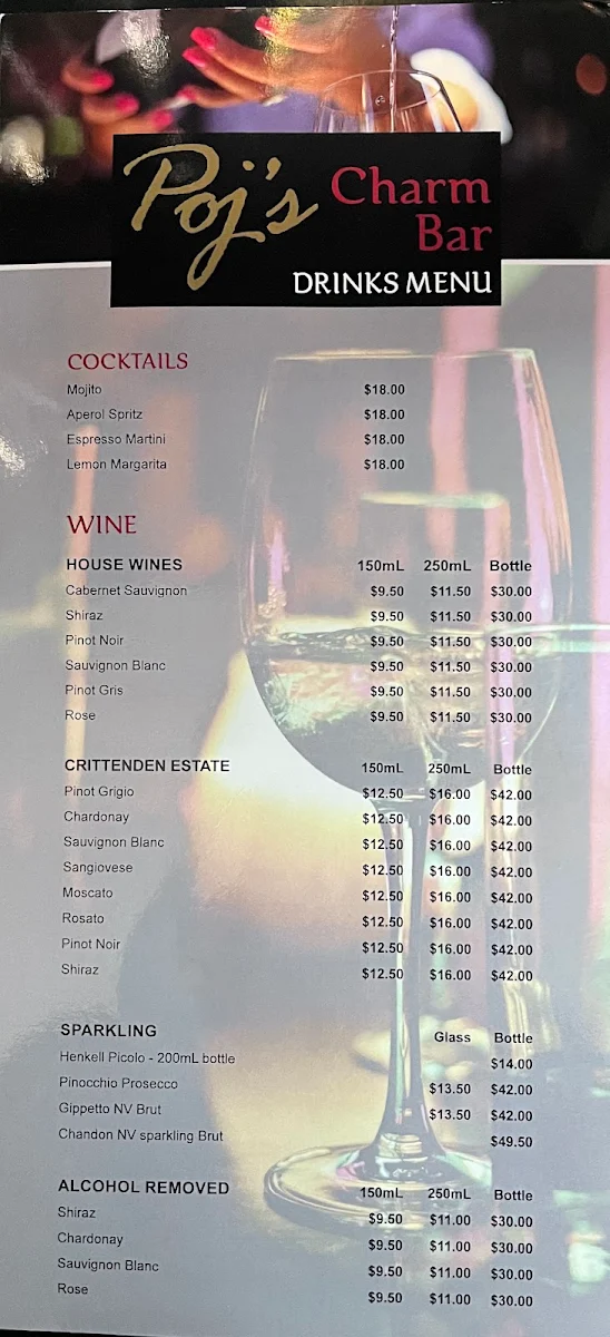 Menu, POJ'S CHARM THAI RESTAURANT AND CAFE