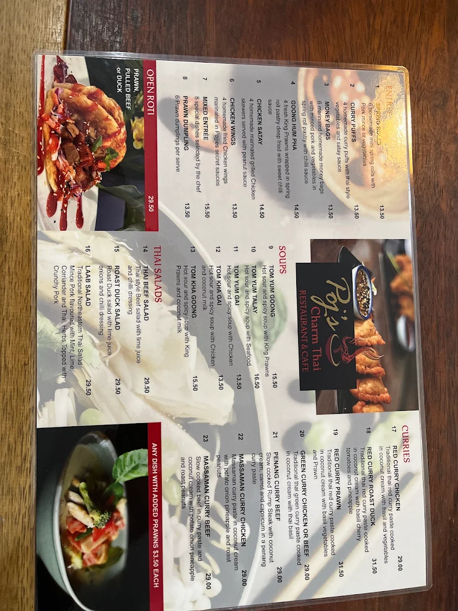Menu, POJ'S CHARM THAI RESTAURANT AND CAFE