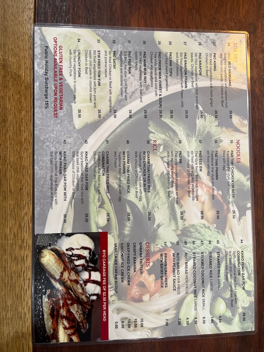 Menu, POJ'S CHARM THAI RESTAURANT AND CAFE