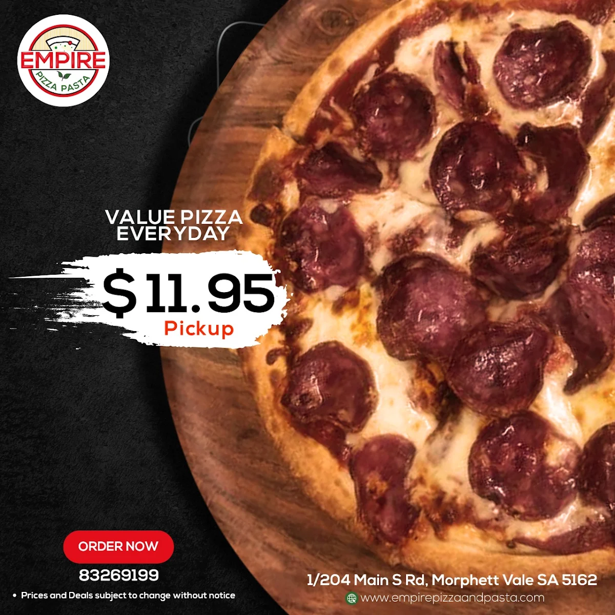 Menu, EMPIRE PIZZA AND PASTA