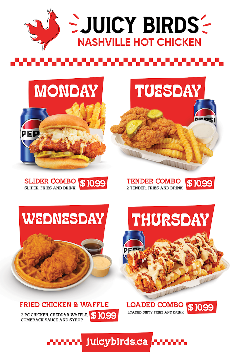 Menu, Juicy Birds Nashville Hot Chicken