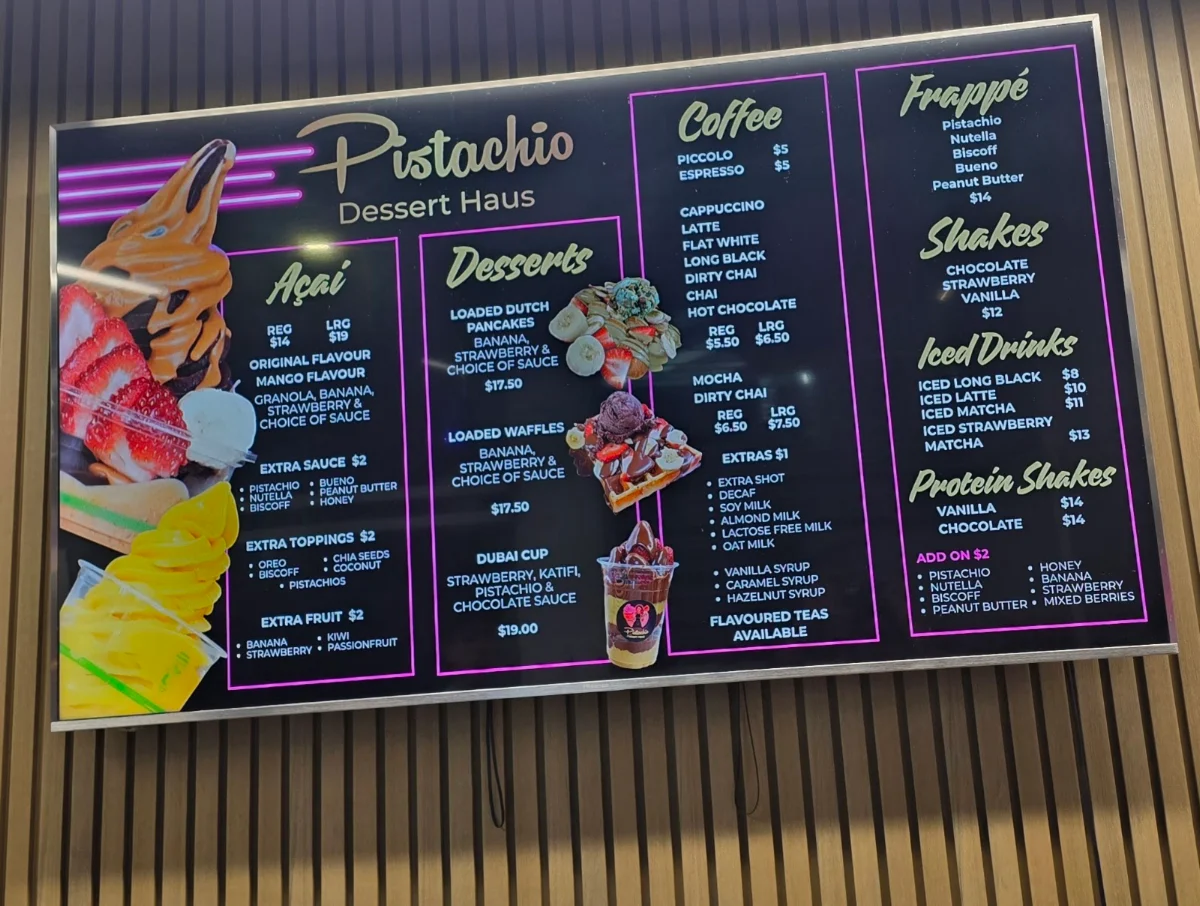 Menu, Pistachio Dessert Haus