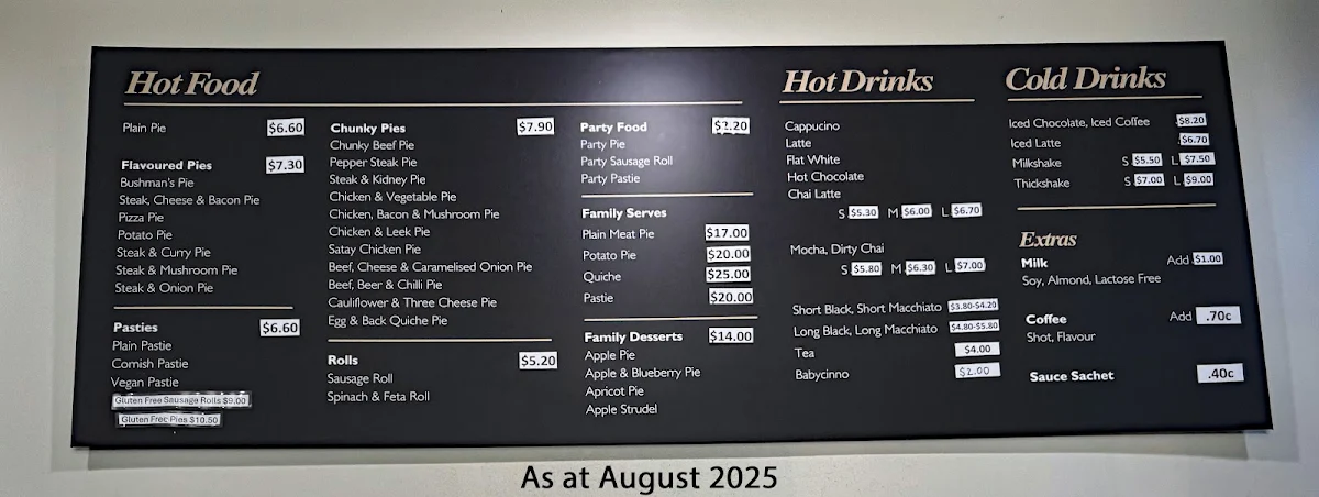 Menu, Elmore Bakery Marong