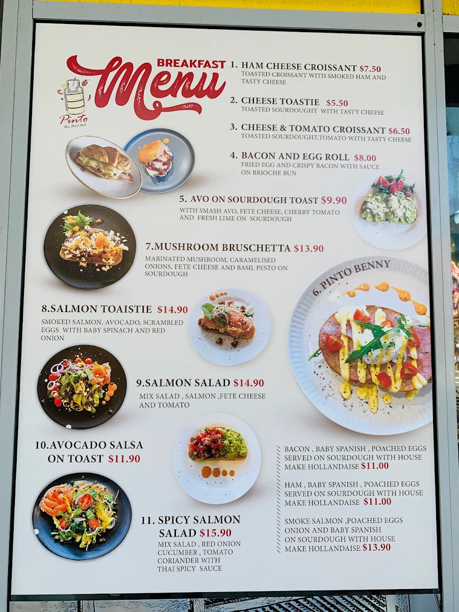 Menu, Pinto Thai Street Food