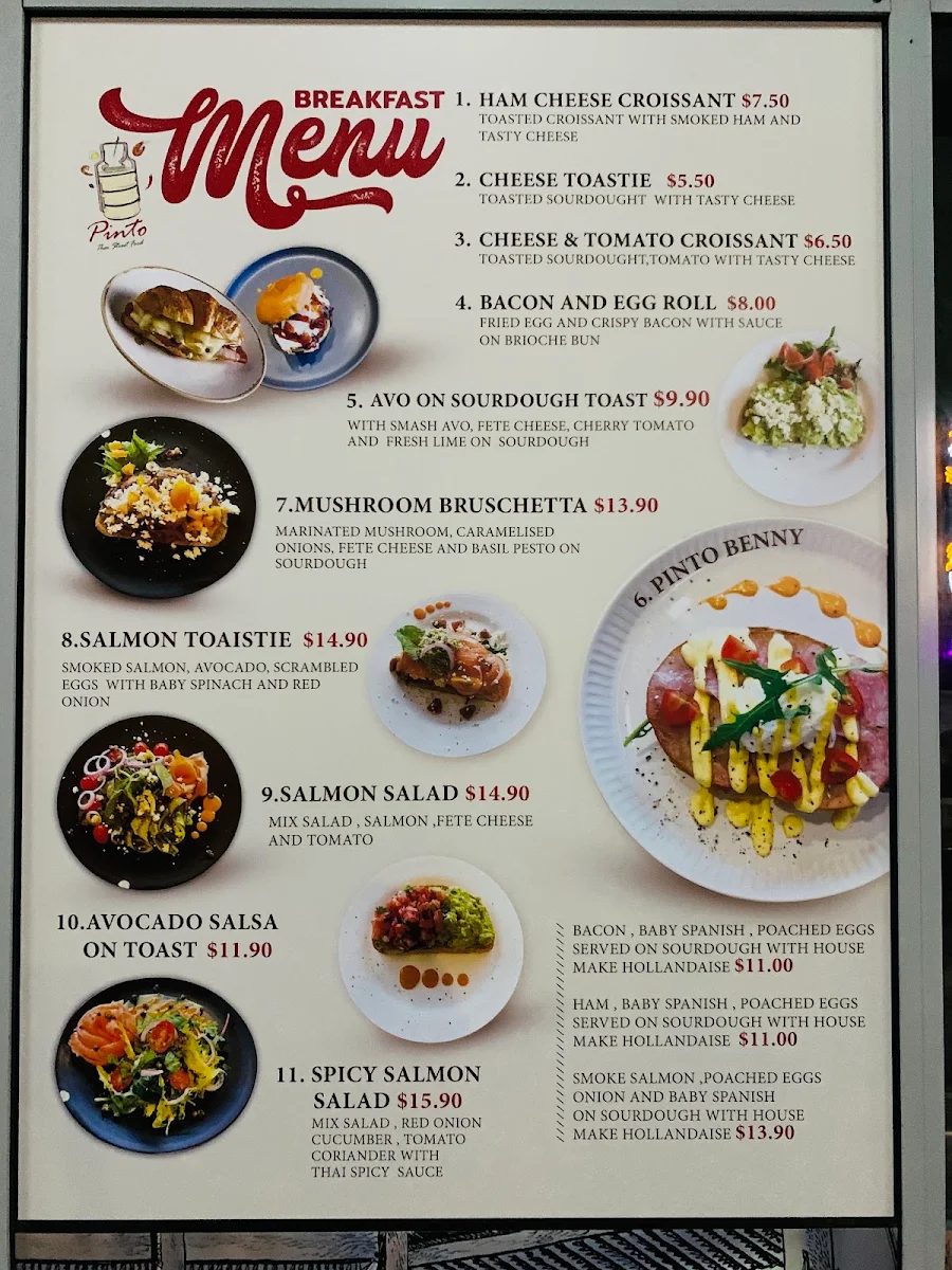 Menu, Pinto Thai Street Food