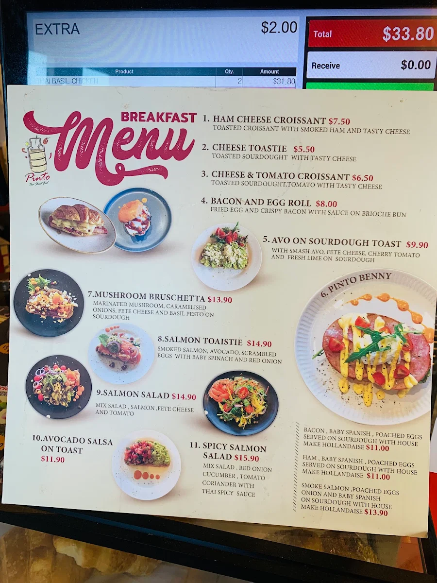 Menu, Pinto Thai Street Food