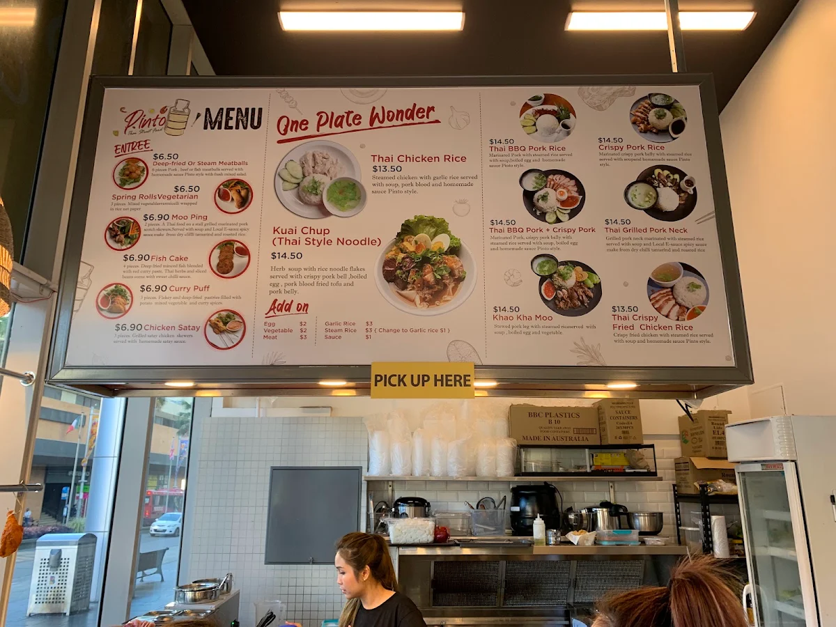 Menu, Pinto Thai Street Food
