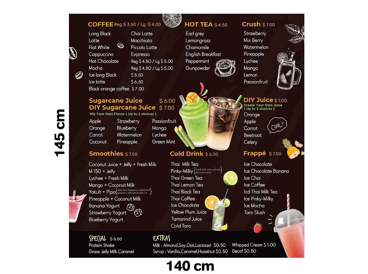 Menu, Pinto Thai Street Food