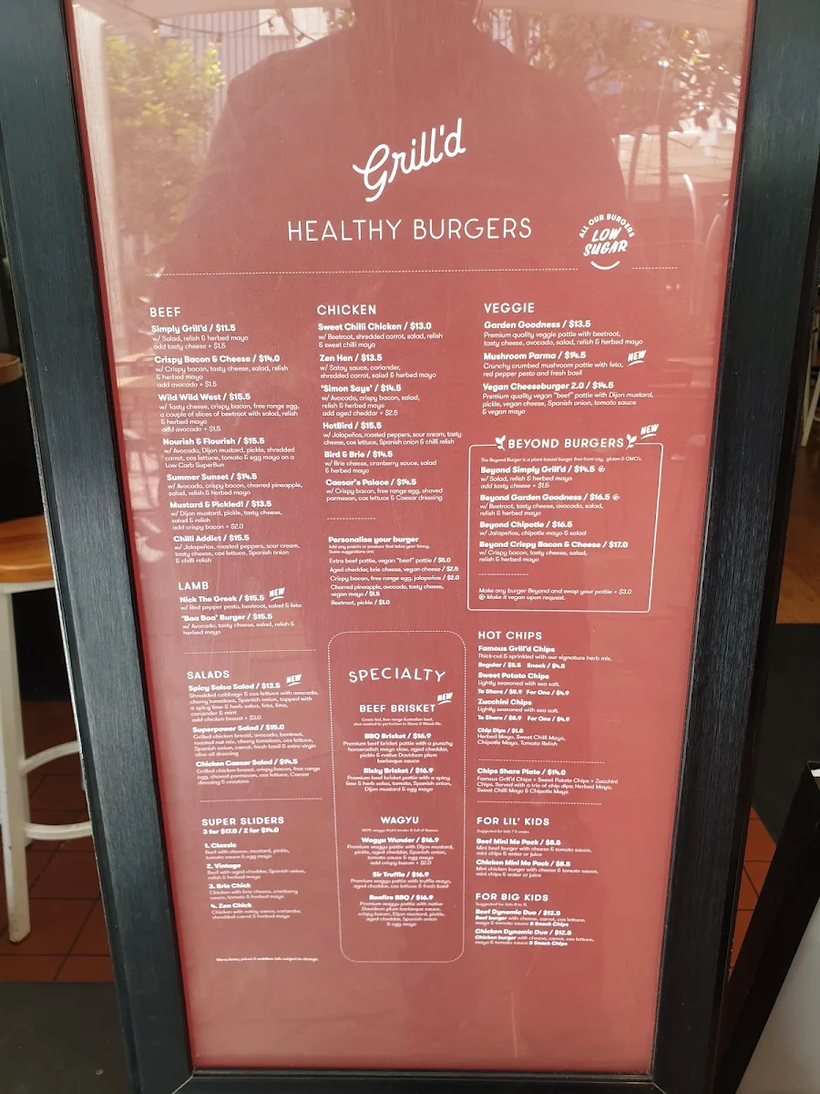 Menu, Grill'd Burgers - Whitford City