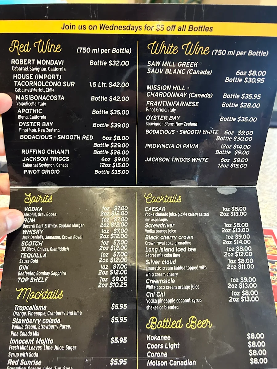 Menu, UK Spice Cuisine Merritt