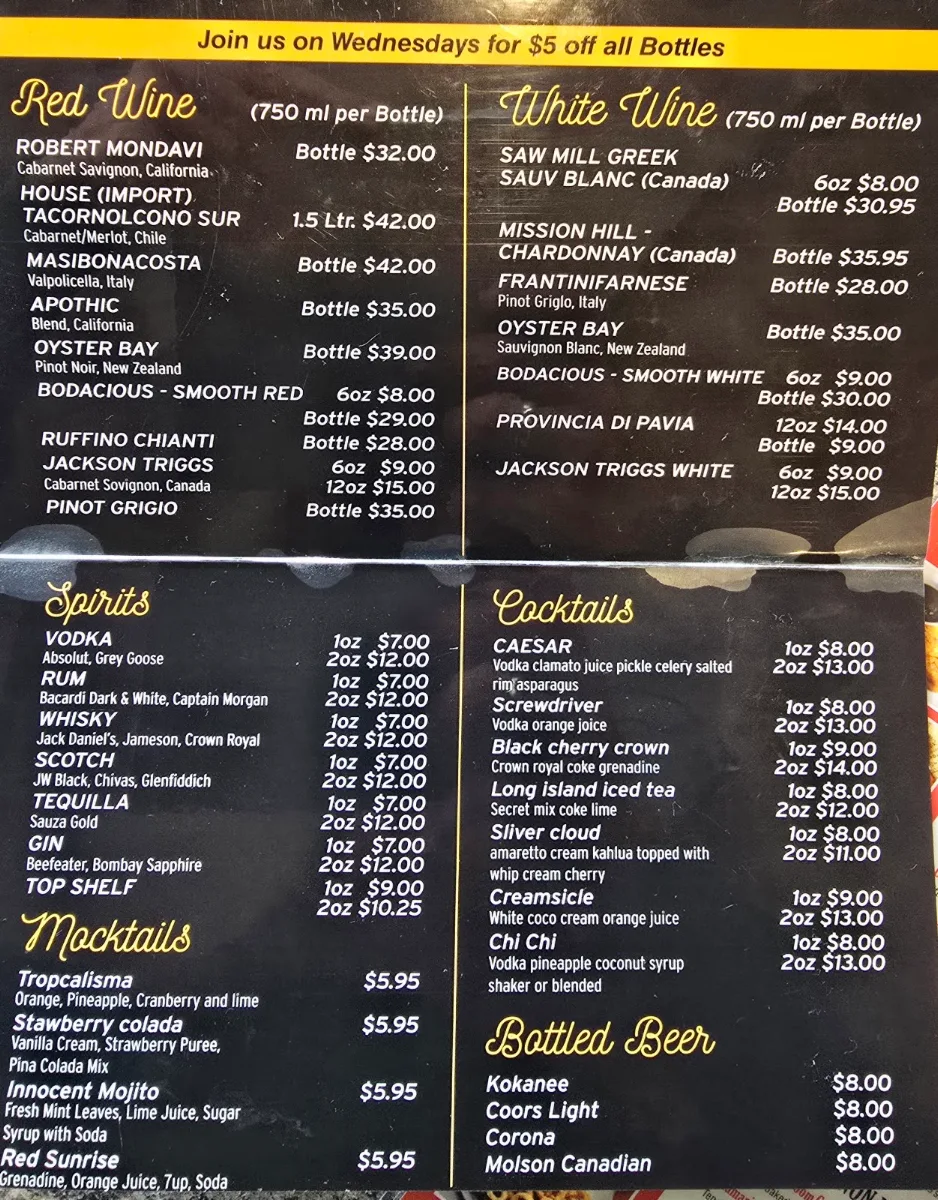 Menu, UK Spice Cuisine Merritt