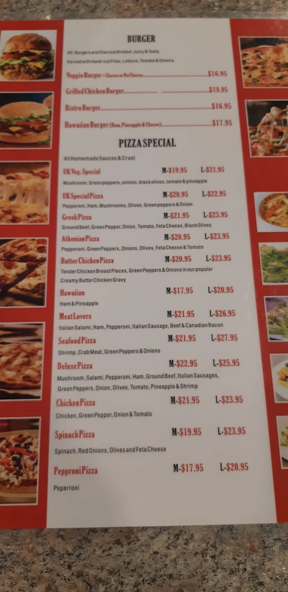 Menu, UK Spice Cuisine Merritt