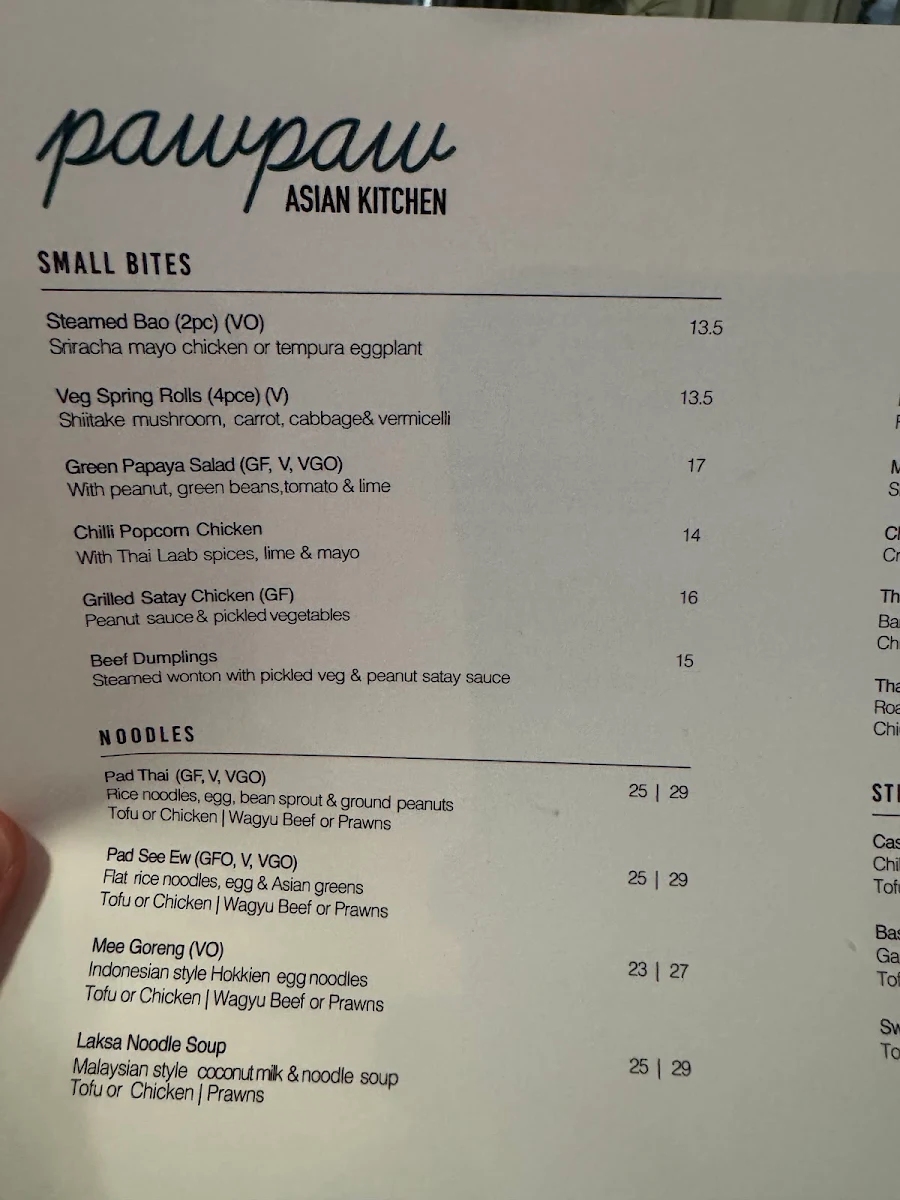 Menu, Sabai Sabai Thai Restaurant