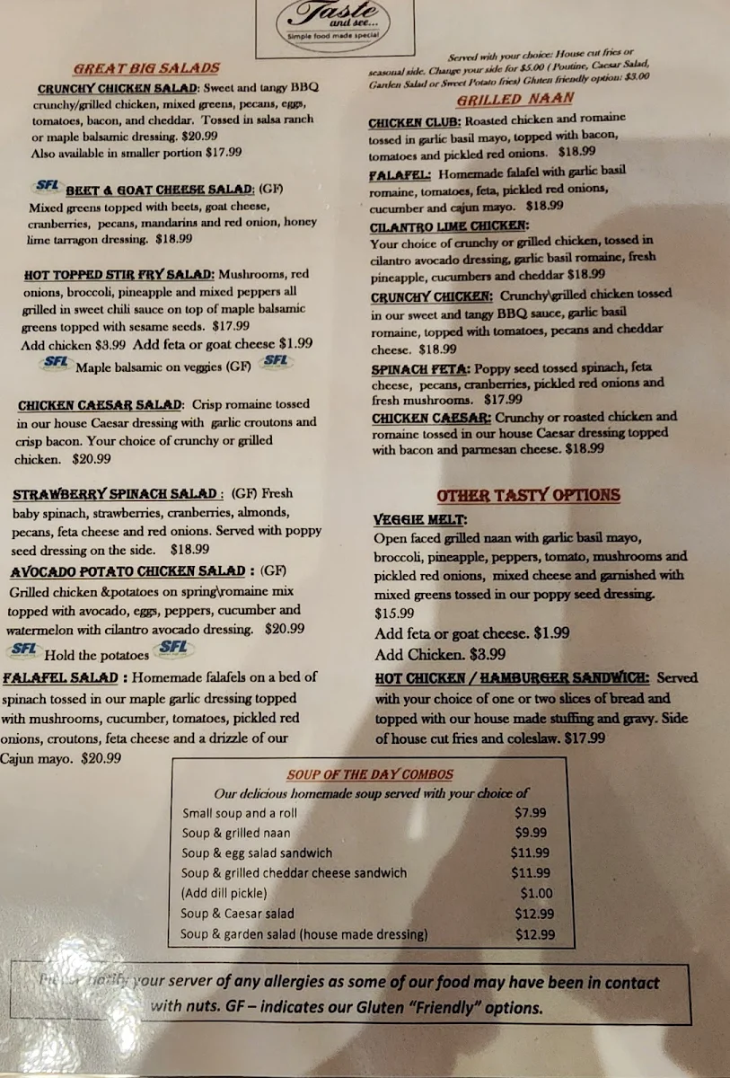 Menu, Taste and See
