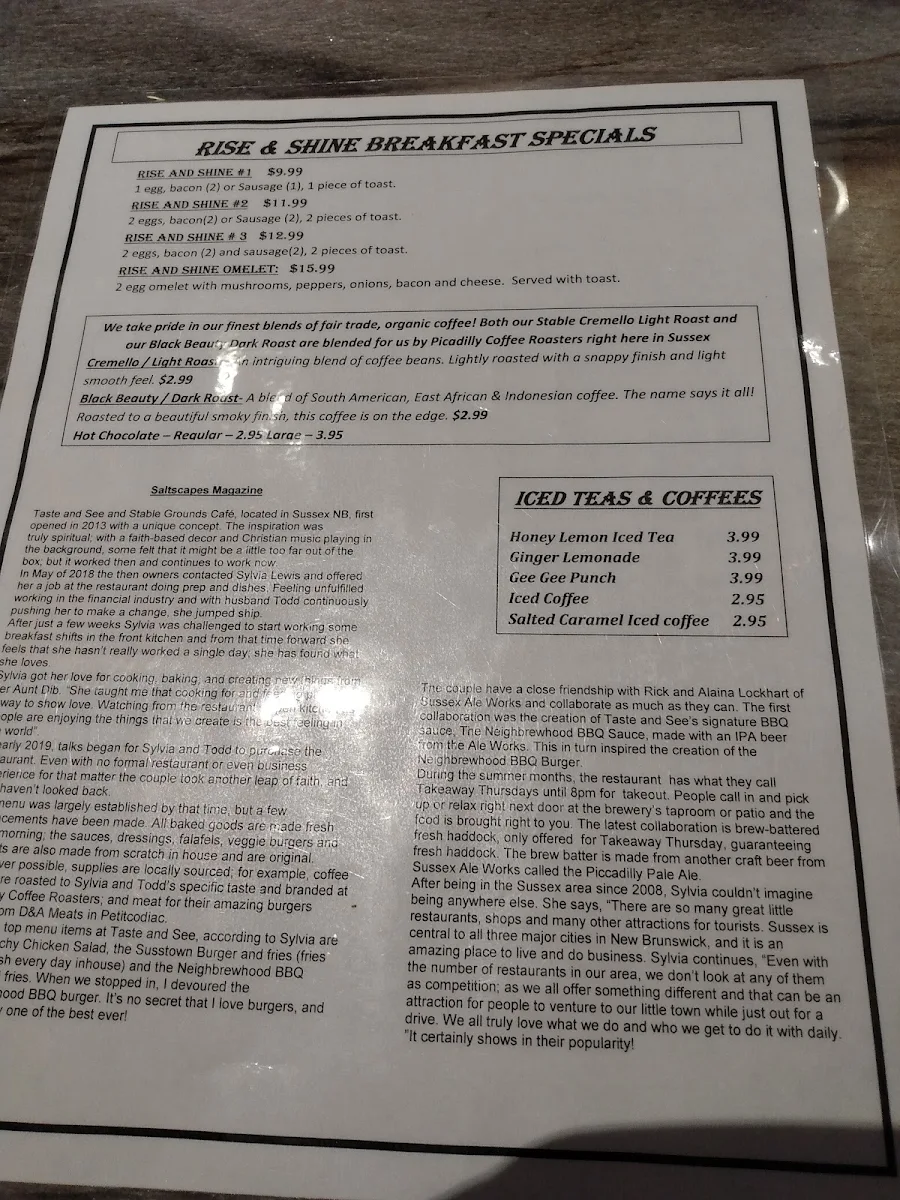 Menu, Taste and See