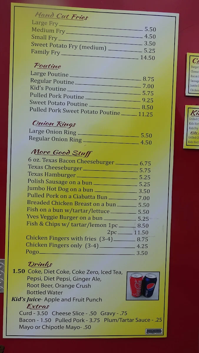 Menu, Marks County Chips